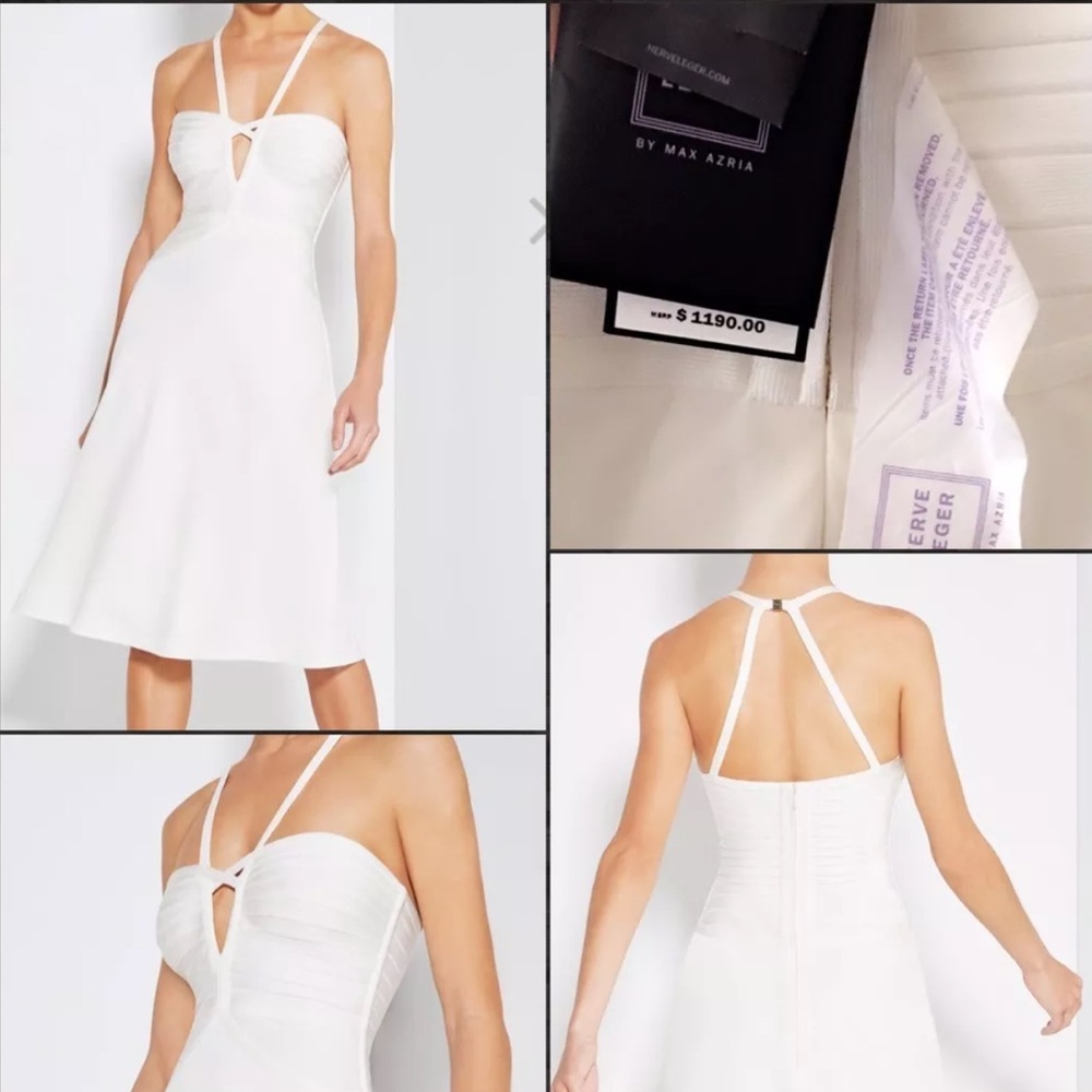30% SALE: Herve Leger White midi dress XS